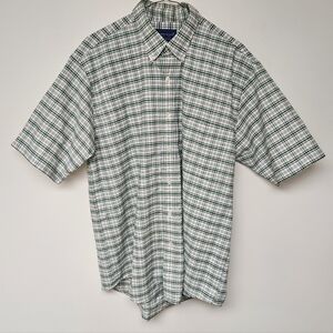 Towncraft White and Green Plaid Shirt
